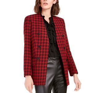 Bar III | NWT Red & Black Cardinal Houndstooth Open Front Blazer